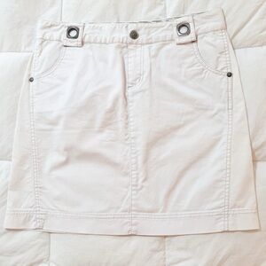 Vintage ATHLETA Off White Cotton Skirt Silver Grommets Size 8
